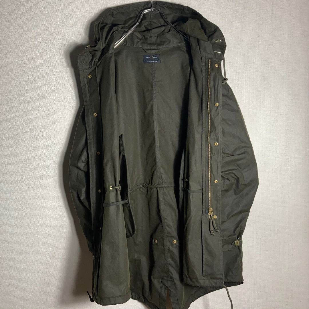 FRED PERRY オイルドコットンジャケット 刺繍ロゴ 緑 M