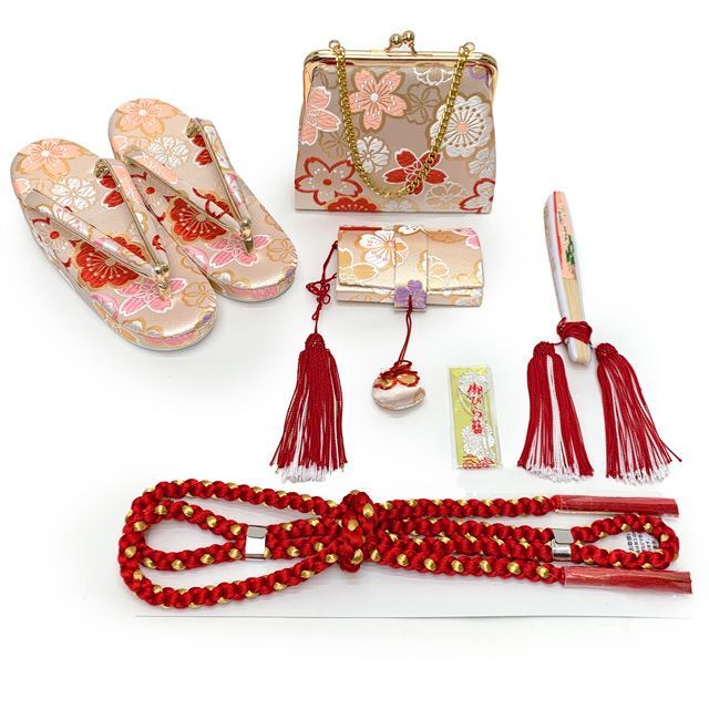 七五三 七歳女の子 結び帯セット 黒地 花柄刺繍 七五三 着物 7歳 フル