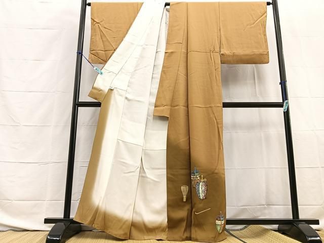 平和屋着物□立体友禅作家 湧波紅彩 色留訪問着 仕