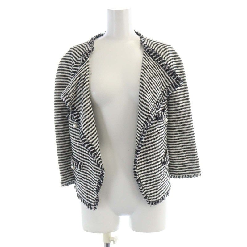 トゥービーシック　TO BE CHIC ジャケット　ブルゾン　ノーカラー　44 トゥービーシック TO BE CHIC ノーカラージャケット ボーダー