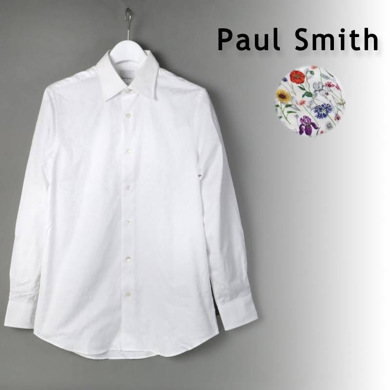 Paul Smith ポールスミス フローラルジャカード ドレスシャツ | 153212 ホワイト 花柄 ビジネス カジュアル 長袖 シャツ M -370
