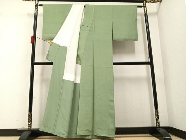 平和屋着物●上質な色無地 柳茶色 お召縮緬 正絹 AABC3652ph NICORILABO_COM