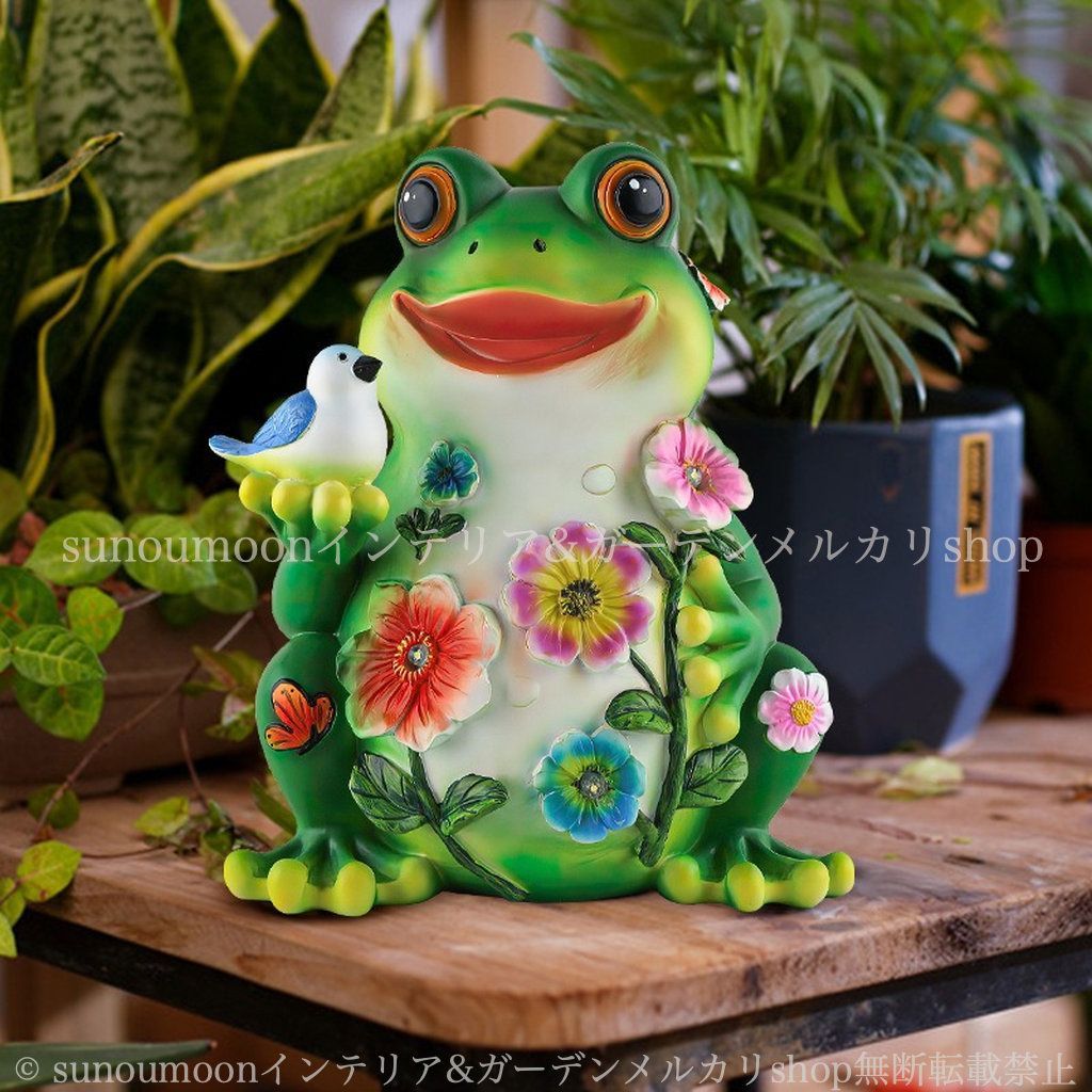 庭の装飾 お洒落 ガーデンインテリア 鳥 庭 フロッグ 雑貨 アニマル ソーラーライト 蛙 ガーデン雑貨 フラワー おしゃれ かえる 8-14 花柄 インテリア カエル ガーデンライト ガーデニング 花 かわいい 樹脂 バード ガーデン
