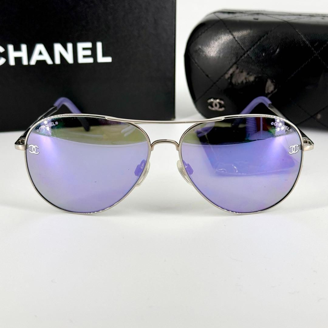 CHANELシャネル　ココマーク　サングラス　 アイウェア4189-T-Q美品 CHANEL サングラス 4189-T-Q パイロット フレーム パープル
