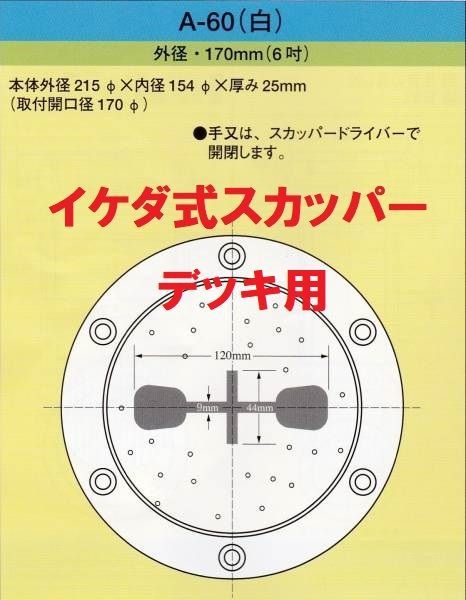 スカッパー デッキ用 Ａ-80 1個 イケダ式 取り付け部外径226ｍｍ