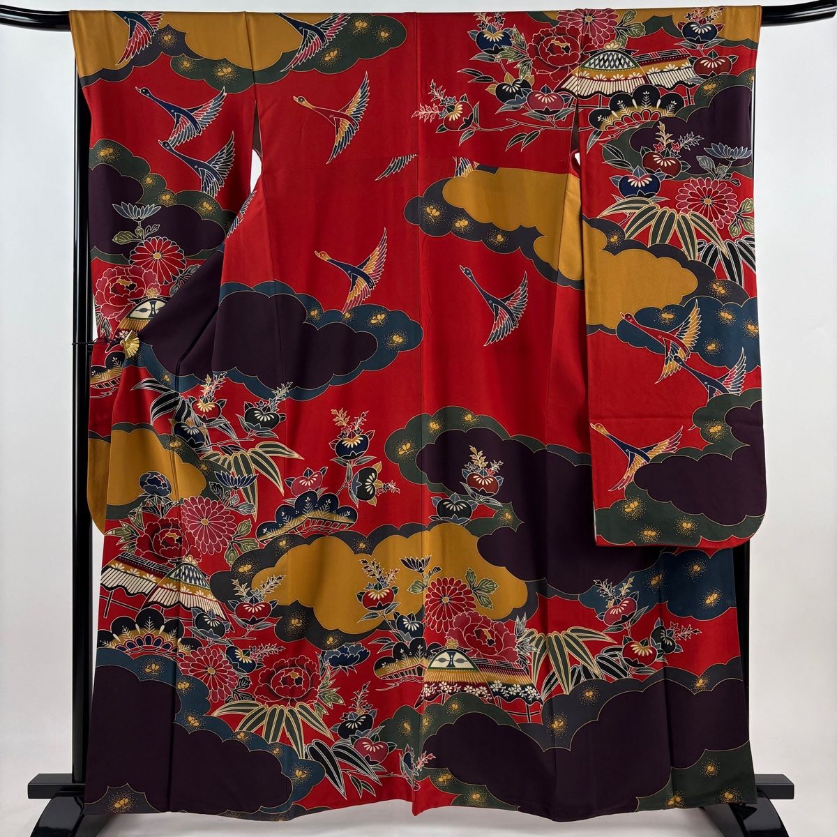 振袖フルセット 裄69.2cm 身丈163cm 辛子色正絹 L サイズ 2745 振袖フルセット 裄69.2cm 身丈163cm 辛子色正絹 L サイズ 2745