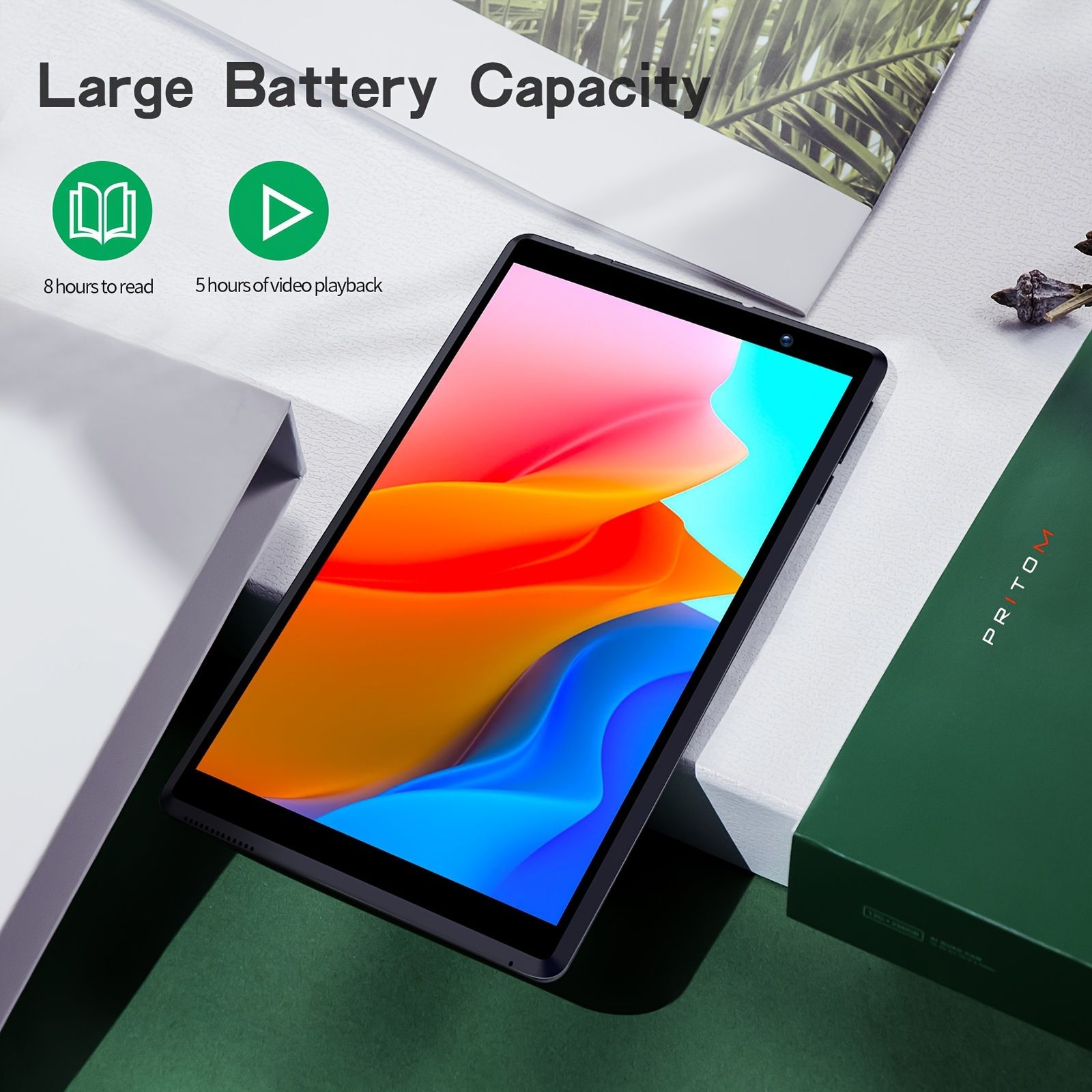 PRITOM 8インチ Android 13 タブレット 2025 新モデル - 4GB 拡張 RAM 2GB 2GB 64GB 1TB拡張ROM クアッドコアプロセッサー 5000mAhバッテリー HD IPSスクリーン デュアルカメラ ステレオスピー