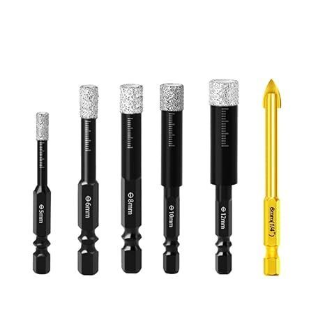 ダイヤモンドバリ研削ドリル5個入り120グリット6mmシャンク8mmシリンダ