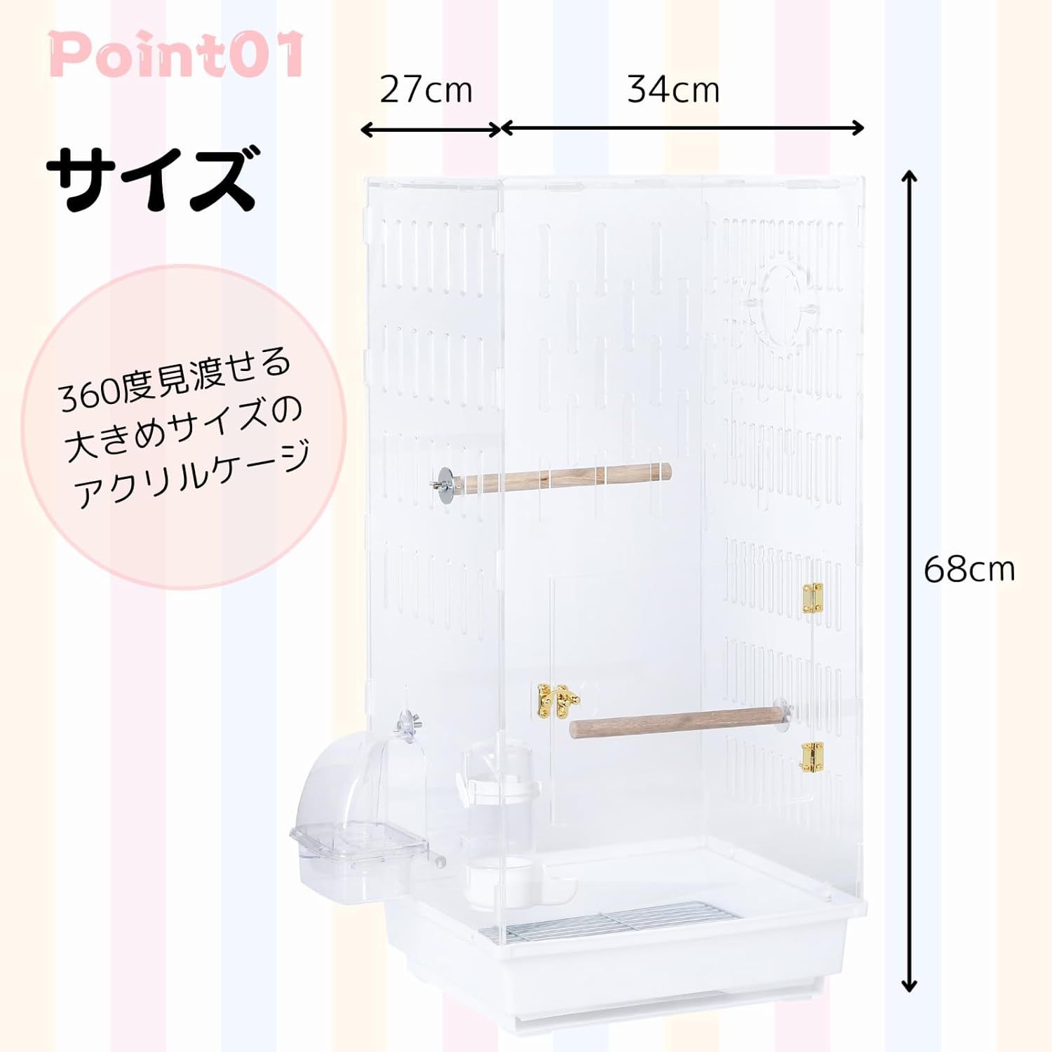 モモンガケージ フクロモモンガ 360度 アクリル 小動物 小鳥