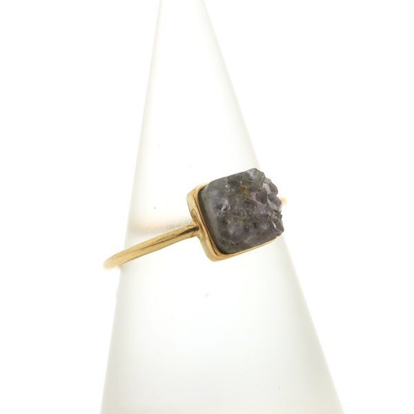 agete ドルジー リング K10 アメシスト 約11号 スクエア 四角 イエロー  