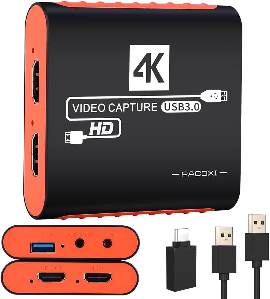 キャプチャーボードは4K HDMI パススルー機能を搭載 1080P 60Hz USB 3.0 ビデオゲーム キャプチャーカード 高速転送 低遅延 ゲーム実況生配信ライブ ビデオ会議録画 リアルタイムストリーミング 画面共有 Switch PS5/PS4
