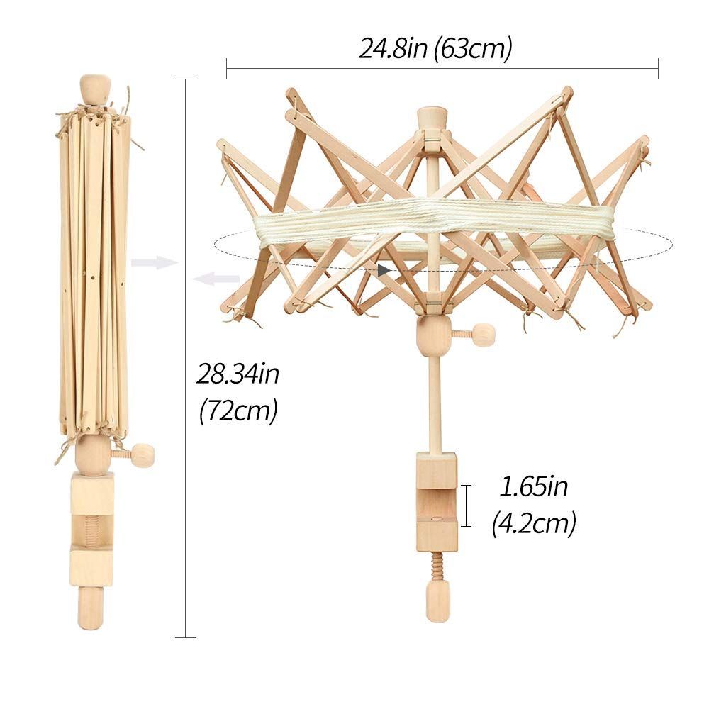 HOUSWEETY かせくり器 ワインダー 糸繰り器 糸巻き器 折りたたみ式 ワインディング マシーン 編み物などに (木製) - 激安通販ストア