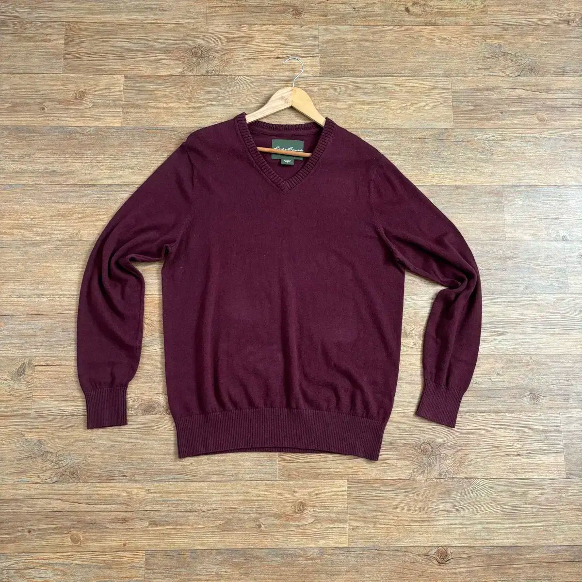 EDDIE BAUER(エディー・バウアー) カジュアル ニット セーター カシミア Vネック 105 オーバーサイズ ワイン
