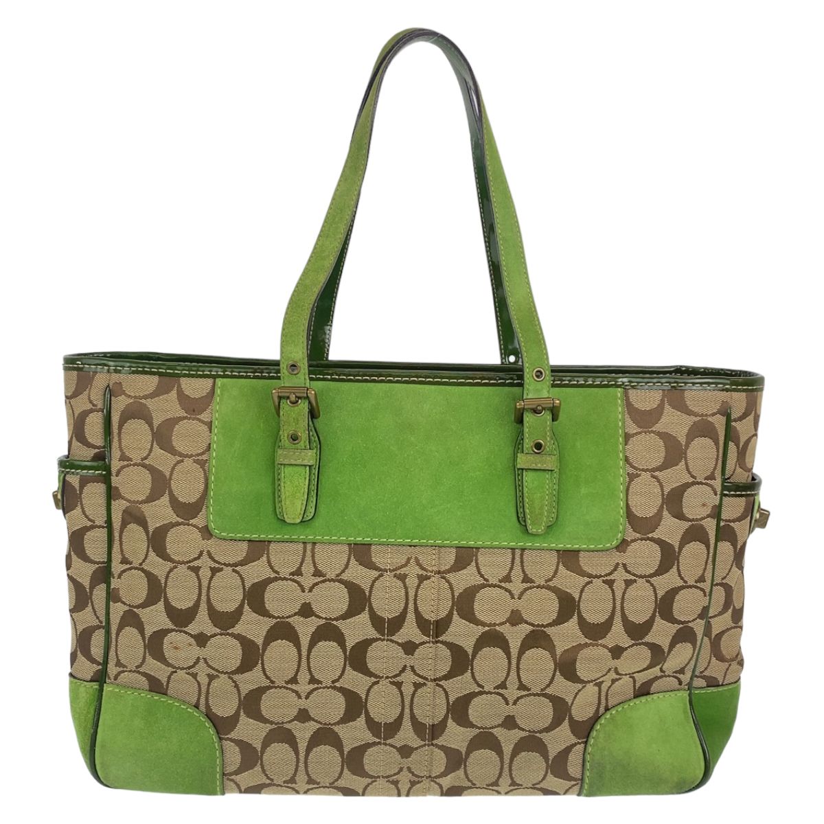 COACH コーチ シグネチャー ベージュ ブラウン 茶 グリーン 緑 