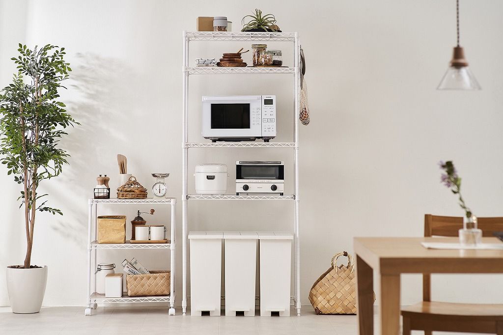 アイリスオーヤマ レンジ台 冷蔵庫ラック 幅75×奥行35×高さ180cm ハイタイプ 耐荷重100kg キッチンラック メタルラック ゴミ箱上ラック 組立品 スチール製 ホワイト CMM-PRH7518 IRIS OHYAMA