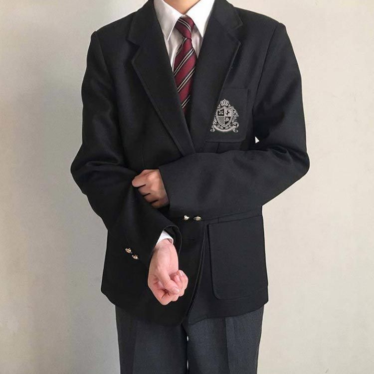 男子高校制服 ブレザー スクールジャケット 無地 2つボタン スーツ