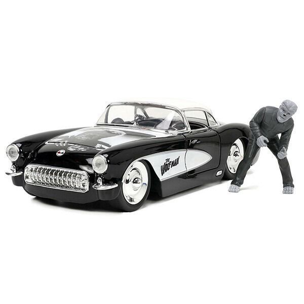 1 24 ユニバーサルモンスター 1957 シボレー コルベット ウルフマン ミニカー アメリカン雑貨