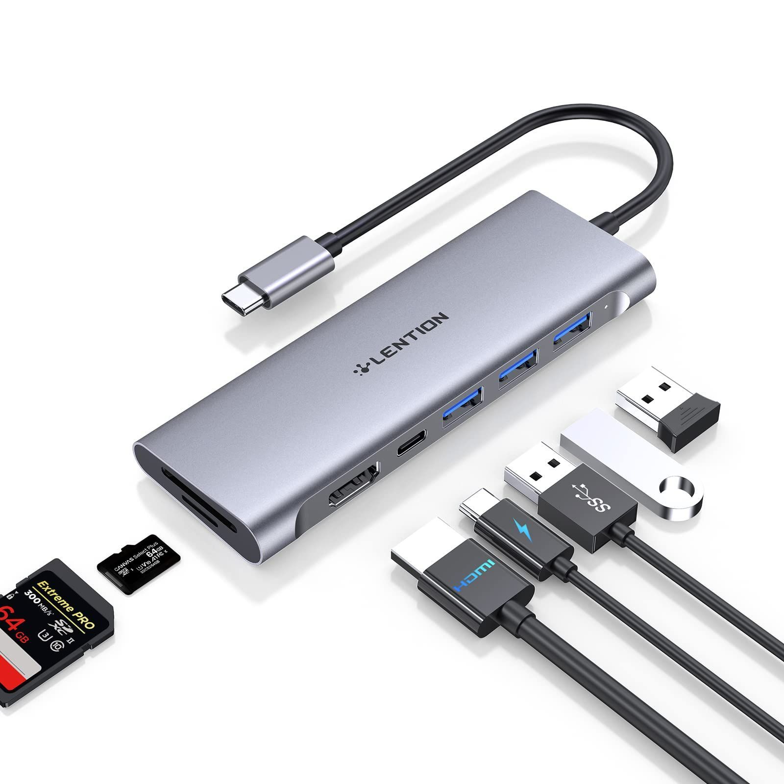 名作 LENTION 7in1 USB Type C ハブ CB-C36b USB 3.0 ×3 100W