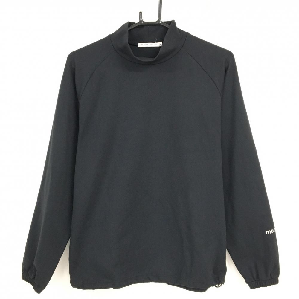 【美品】モンジー 長袖ハイネックシャツ 黒 裾ドローコード メンズ S ゴルフウェア monzee