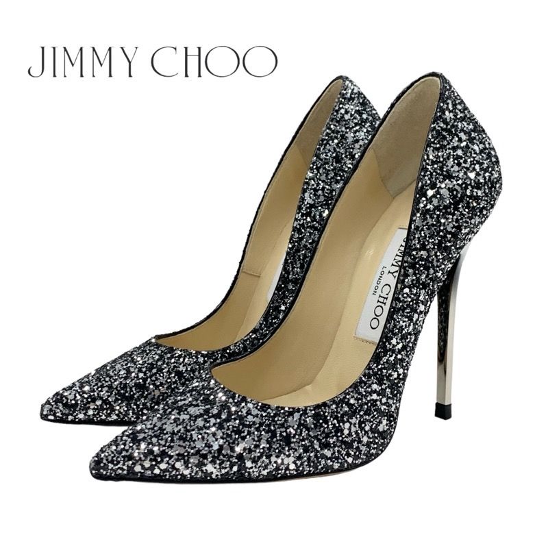 ジミーチュウ JIMMY CHOO パンプス 靴 シューズ グリッター ブラック シルバー 黒 グラデーションヒール - メルカリ