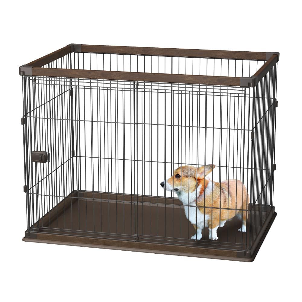 アイリスオーヤマ 犬 サークル ウッディサークル ハイタイプ ウォールナット 中型犬用 P295982F IRIS OHYAMA