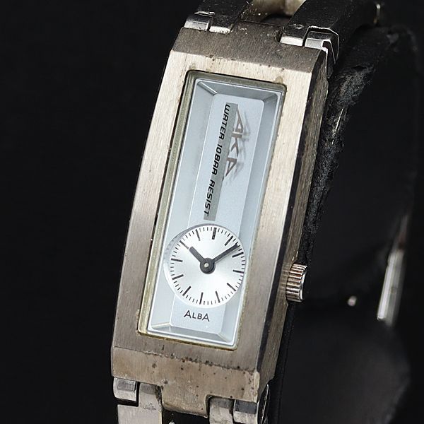 【ぐち】SEIKO セイコー ALBA タンク シルバー文字盤 稼働 良品 セイコー アルバ V220-6740 QZ シルバー文字盤 スクエア