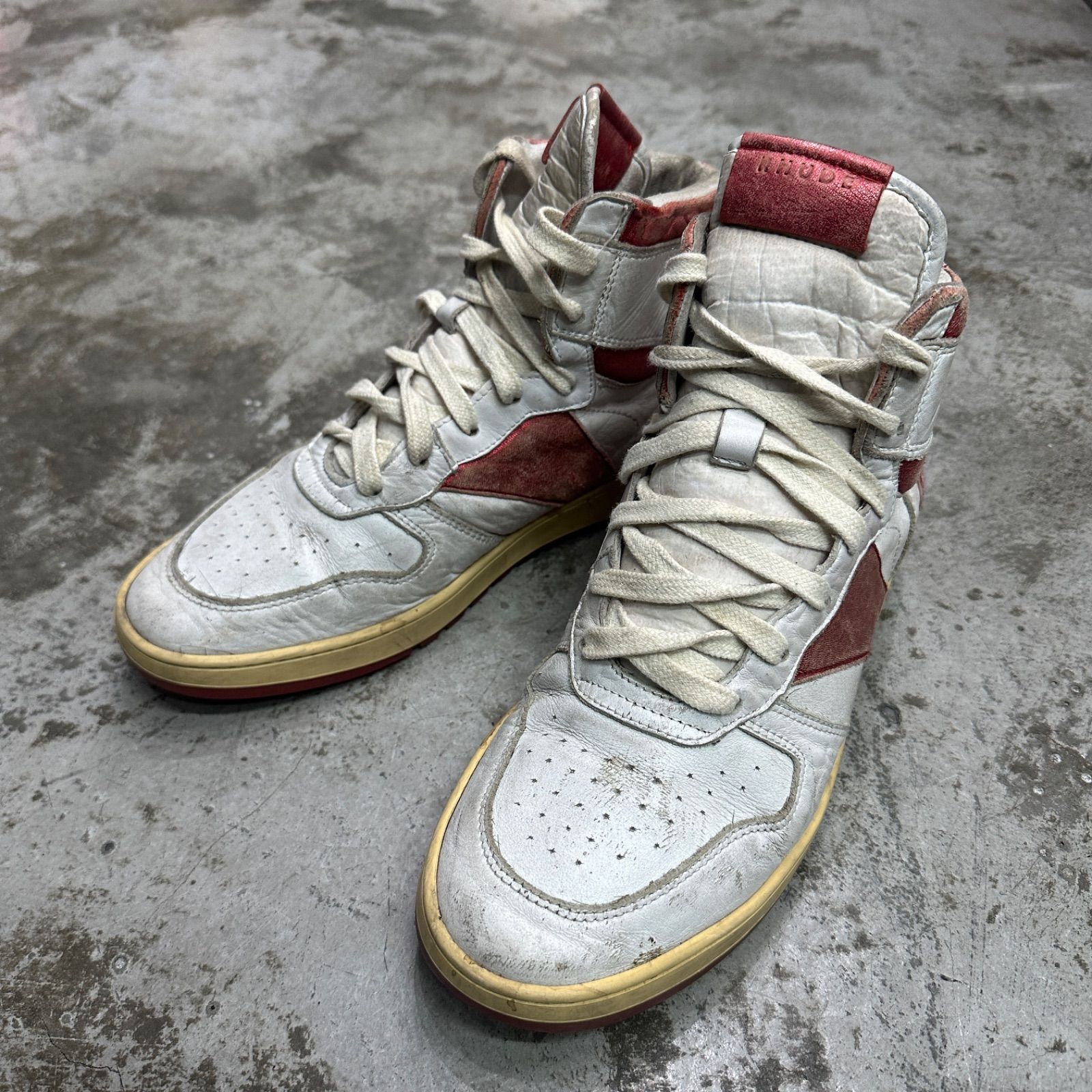 RHUDE ヴィンテージ加工 レザー ハイカット スニーカー ルード 8 