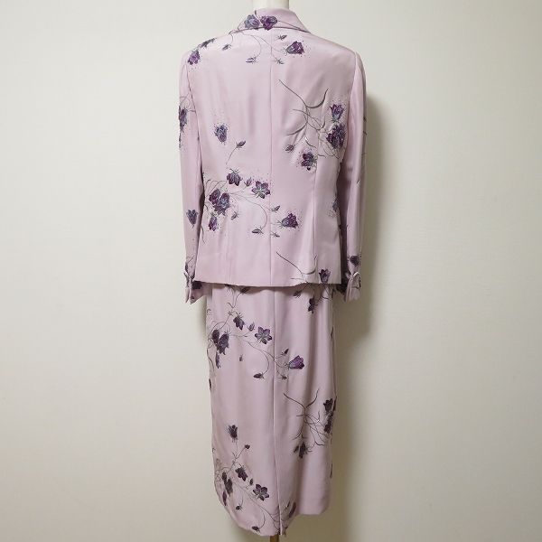anc スズキノリオ Suzuki Norio スカートスーツ セットアップ 薄紫 オートクチュール 花モチーフ ビーズ レディース 965657