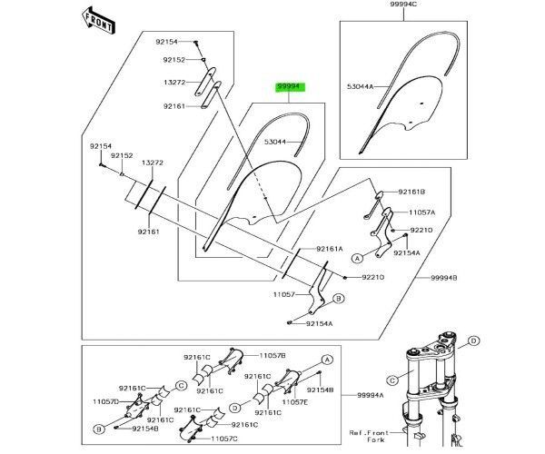 カワサキ バルカンS ウインドシールドミディアム Windshield Medium 99994-0828 KAWASAKI純正 Genuine JDM ♥ メーカー純正品