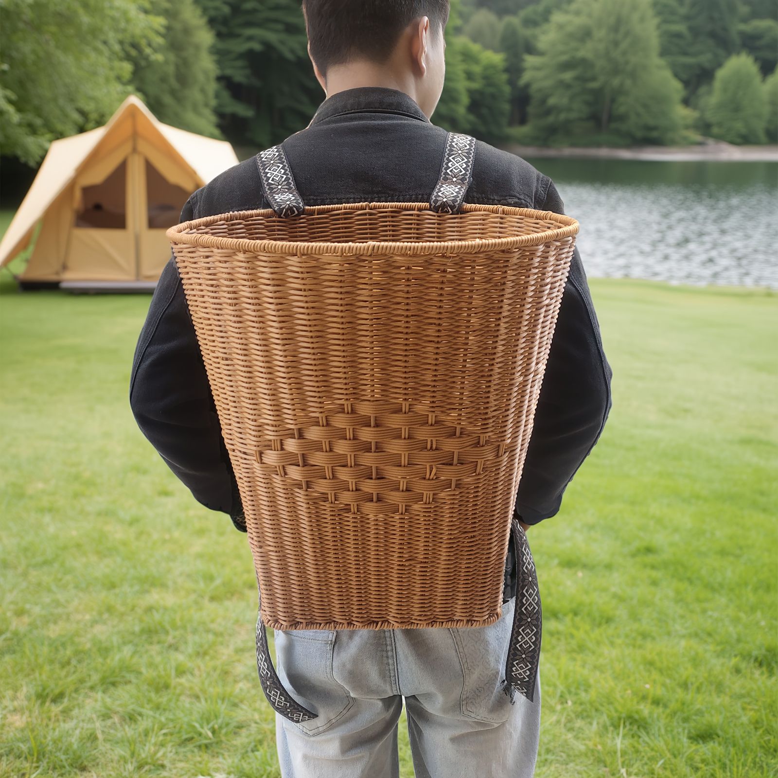 ラタン手織りバスケット 選べる用途 ショルダーバッグ 収納 ペット用 装飾に最適 PP製 感謝祭 ハロウィン クリスマスギフトにも