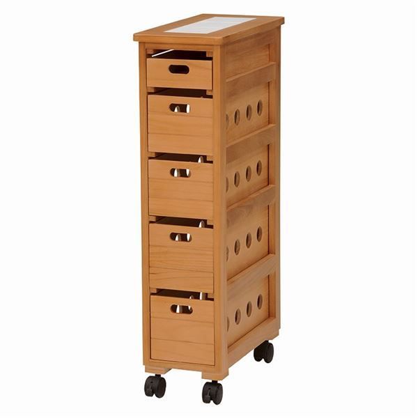 ストッカー キッチンワゴン 幅20cm スリム ナチュラル 木製 最新