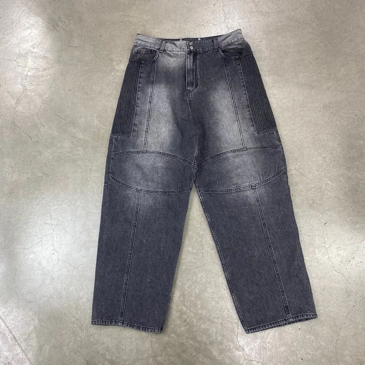 MAISON MINED(メゾンミネド) バイカー ウォッシング ワイド デニム ジーンズ （ 34 ）