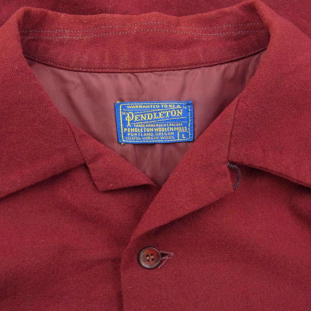 2676【希少50s・美品】 ペンドルトン ウール オープンカラー ボードシャツ 50s PENDLETONペンドルトン チェック ウール オープンカラーシャツ L
