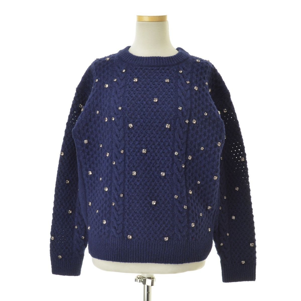 LOUNIE】23AW 13637221 パーツ刺繍ケーブルプルオーバー長袖ニット 