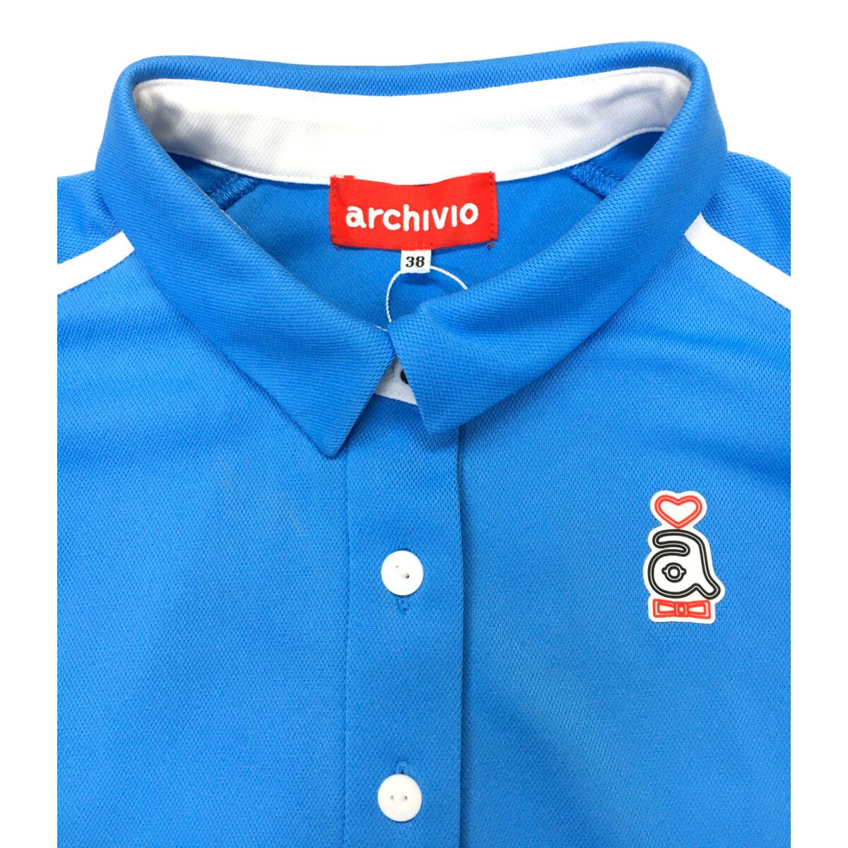 新品★未使用 ARCHIVIO 水色 ポロシャツ サイズ38 未使用品 レディース アルチビオ archivio ノースリーブ 38(M