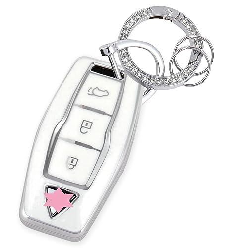 適合三菱 B3_ゴールデンシルバーホワイト YANMW 新型アウトランダー キーケース適合三菱 新型アウトランダー PHEV GN0W キーカバーOUTLANDER スマートキーケース キラキラ 、シルバーホワイト