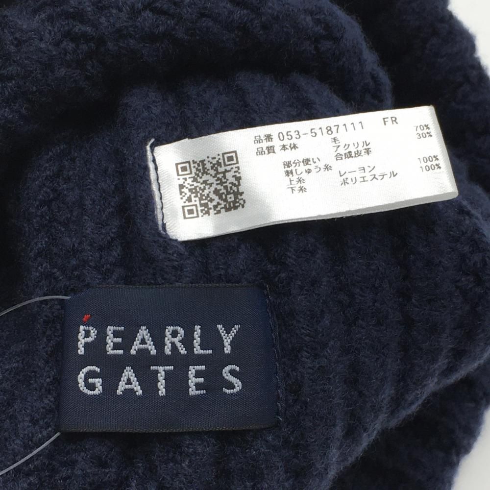 超 パーリーゲイツ ニット帽 ネイビー 立体ロゴ刺しゅう ウール混 FR ゴルフウェア モデル PEARLY GATES WHITEMONARCHHOTEL_COM
