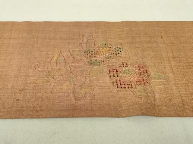正絹 紬 名古屋帯 汕頭刺繍 鶴 平和屋着物○中国三大刺繍 スワトウ刺繍 汕頭刺繍 総刺繍 九寸