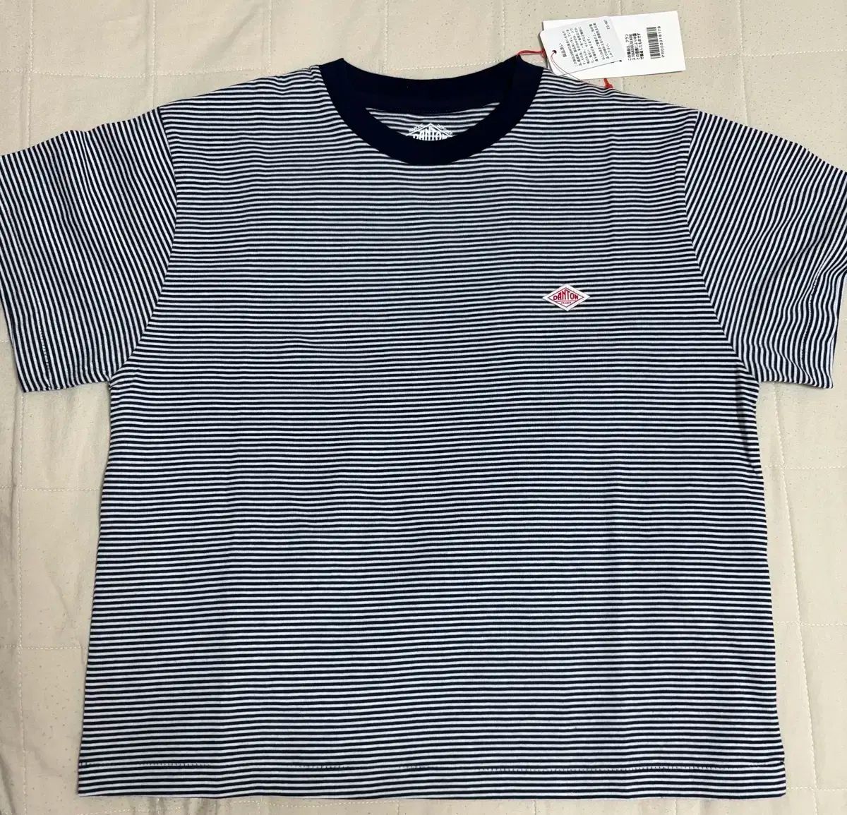 Danton ダントン セミクロップド ストライプ Tシャツ レディース s