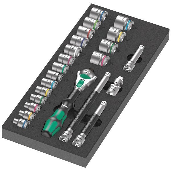 WERA ヴェラ 23点組 3|8DR ラチェットレンチ Zyklop Speed ソケットアタッチメント セット フォームインサート付 150111 工具