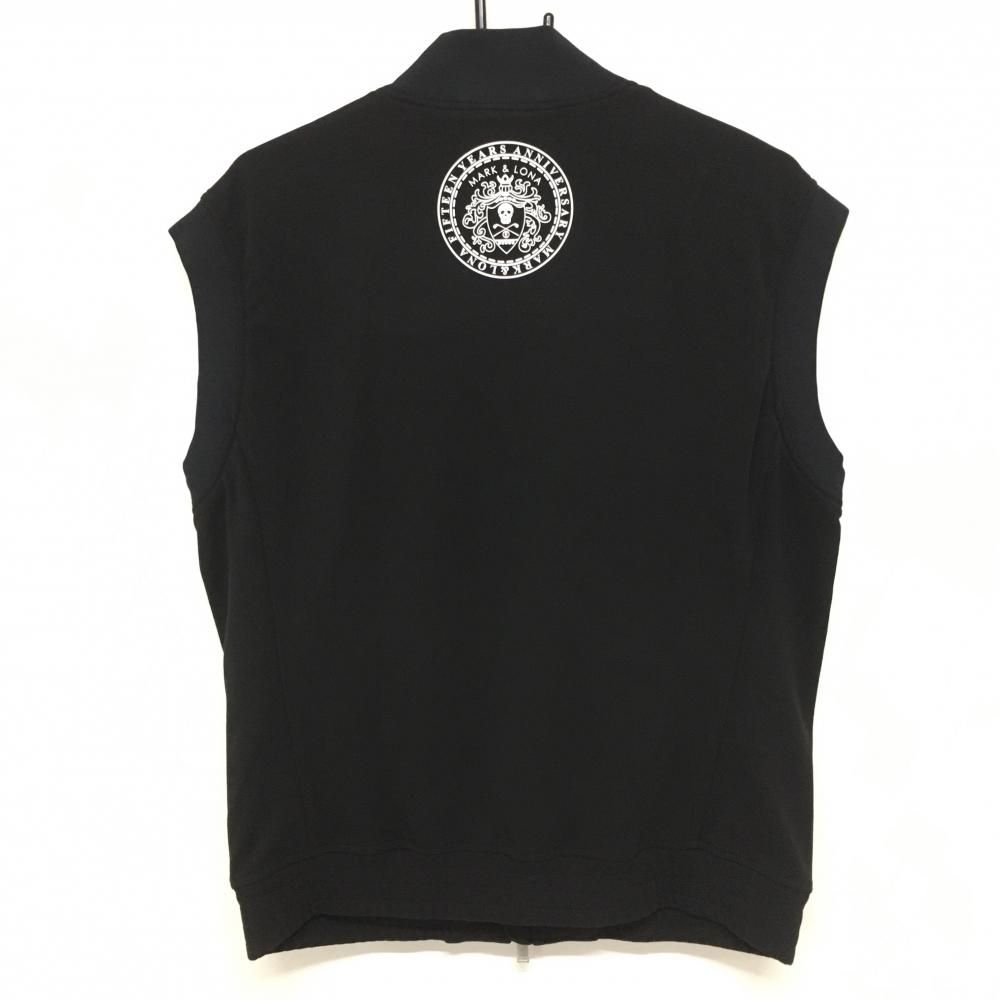 マークアンドロナ アウターベスト 黒 スカル 肩スタッズ 裏地メッシュ メンズ 46 M ゴルフウェア モデル MARK＆LONA