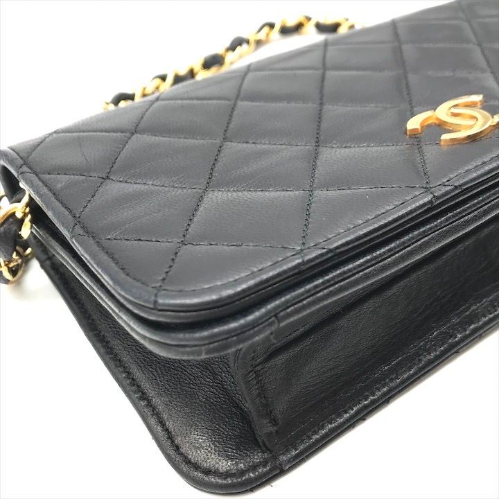 美品 CHANEL シャネル ココマーク マトラッセ ラムスキン プッシュロック チェーン ショルダー バッグ ブラック k3832 CHANEL（シャネル） マトラッセ ココマーク プッシュロック チェーン