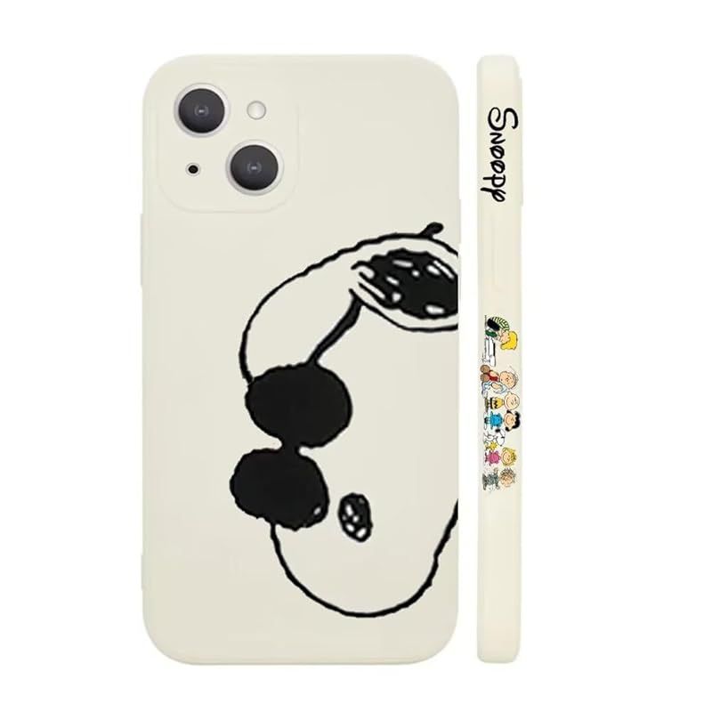 新品　iPhone15Plus 用 ケース スヌーピー iPhone 15 Plus 用 かわいい 保護カバー キャラクター スマホケース ［シリコン 軽薄型 ワイヤレス充電対応 レンズ保護 ストラップホール付き］ 6.7インチ 