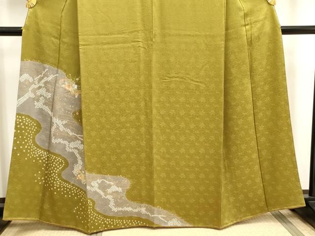 平和屋着物○結城紬 草花文 証紙付き 正絹 逸品 未使用 DAAW5657ud 平和屋