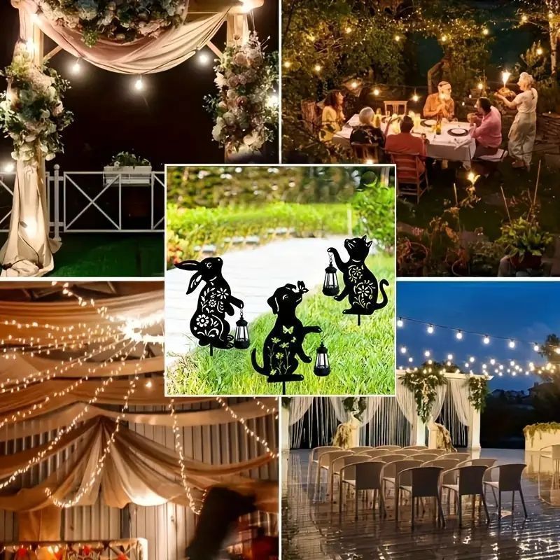 ソーラー充電式動物シルエットランタンセット