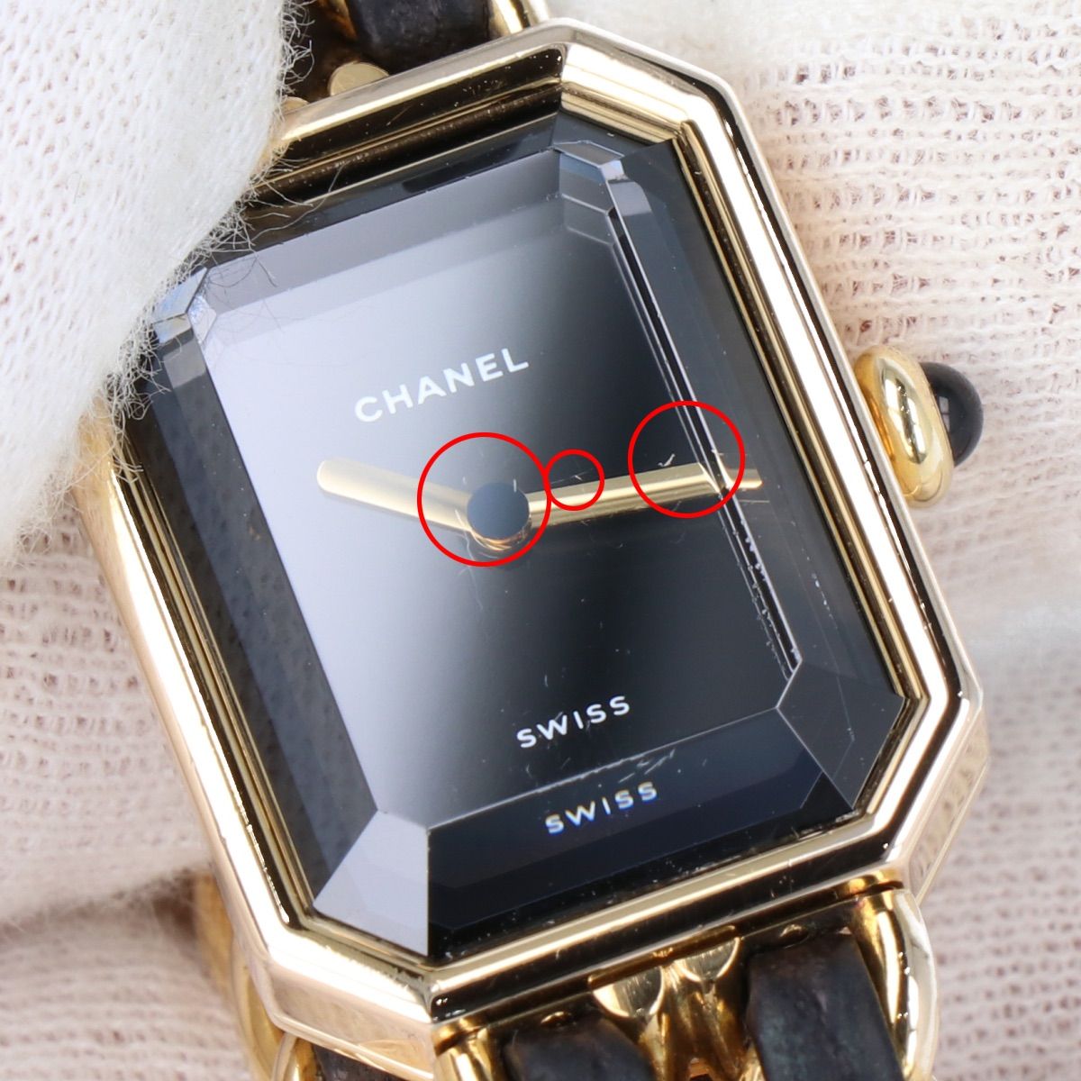 CHANEL】シャネル プルミエール L クォーツ H0001 GP レザー ブラック 
