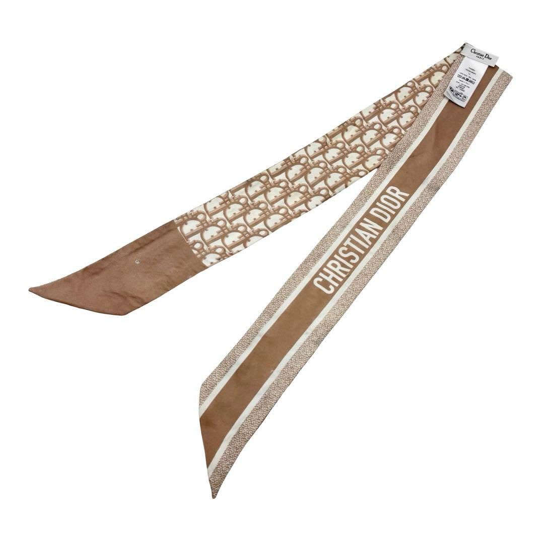 クリスチャンディオール ミッツァ ベージュ リボンスカーフ トロッター ピンク Christian Dior クリスチャンディオール トロッター柄 リボンスカーフ