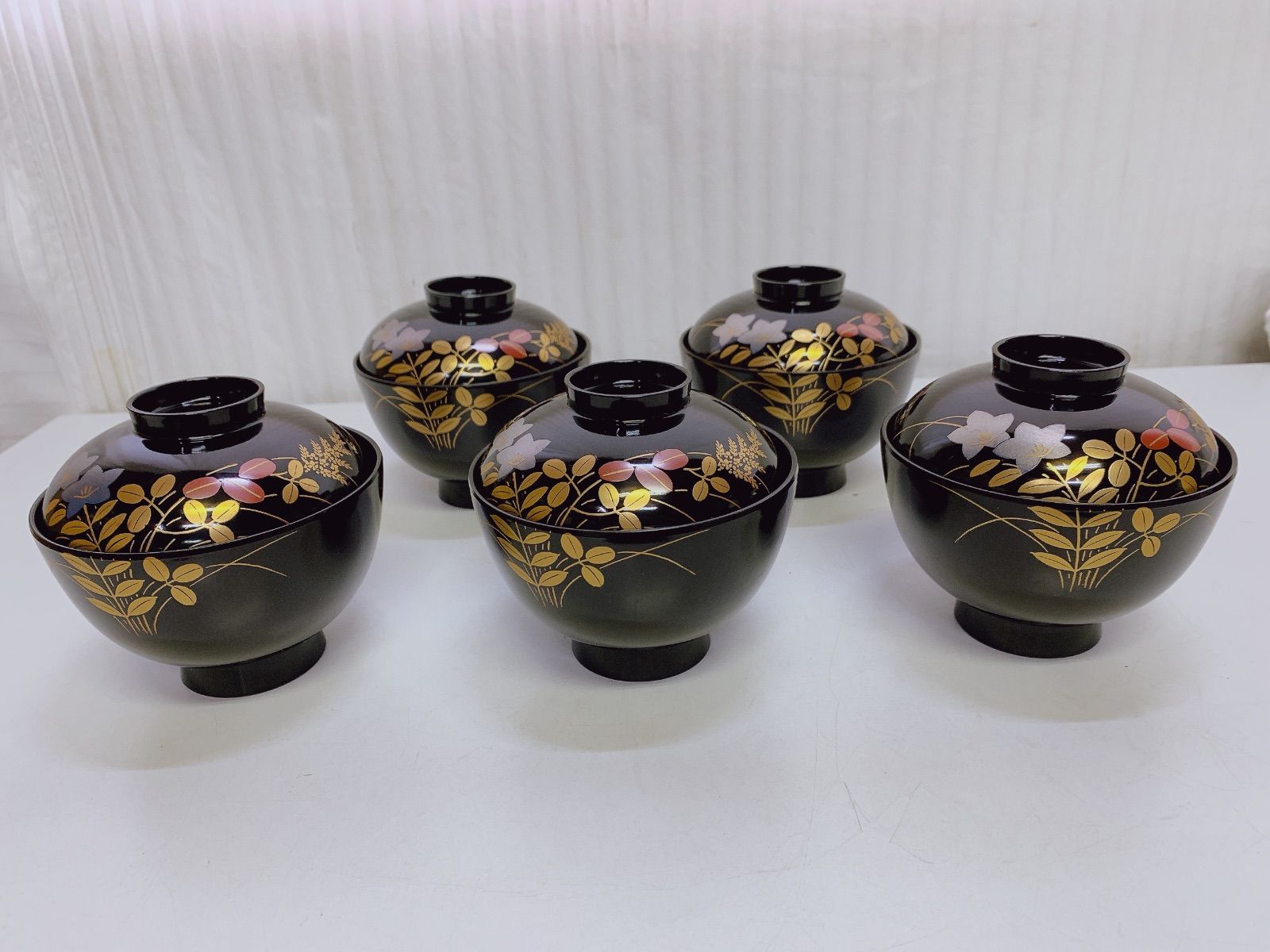 会津塗 漆器 お吸物椀 5客セット 祥高作 木乾