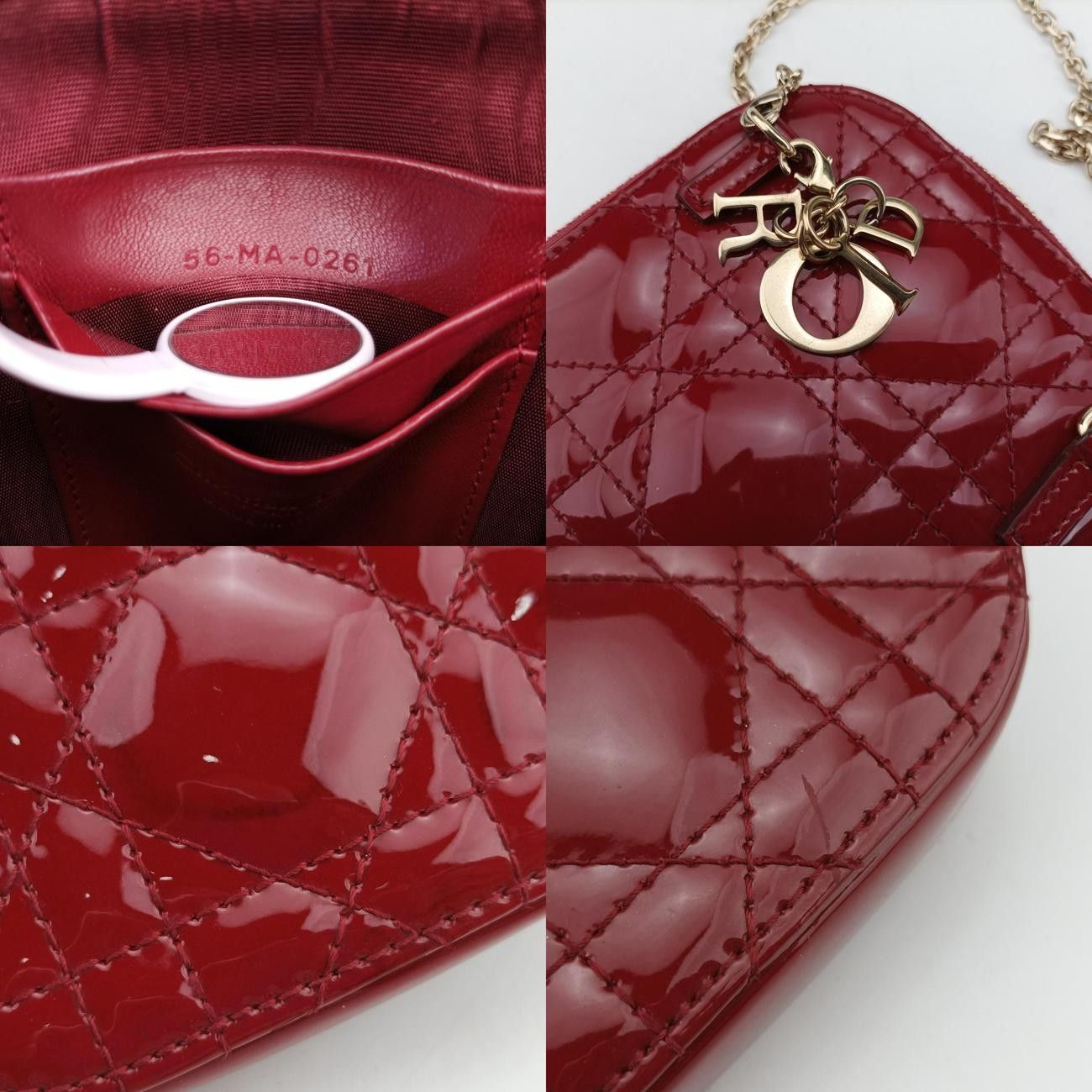 クリスチャンディオールChristian Diorレディ ディオール カナージュ フォン ホルダーレッドパテント56-MA-0261 DECORATOM_COM_BR