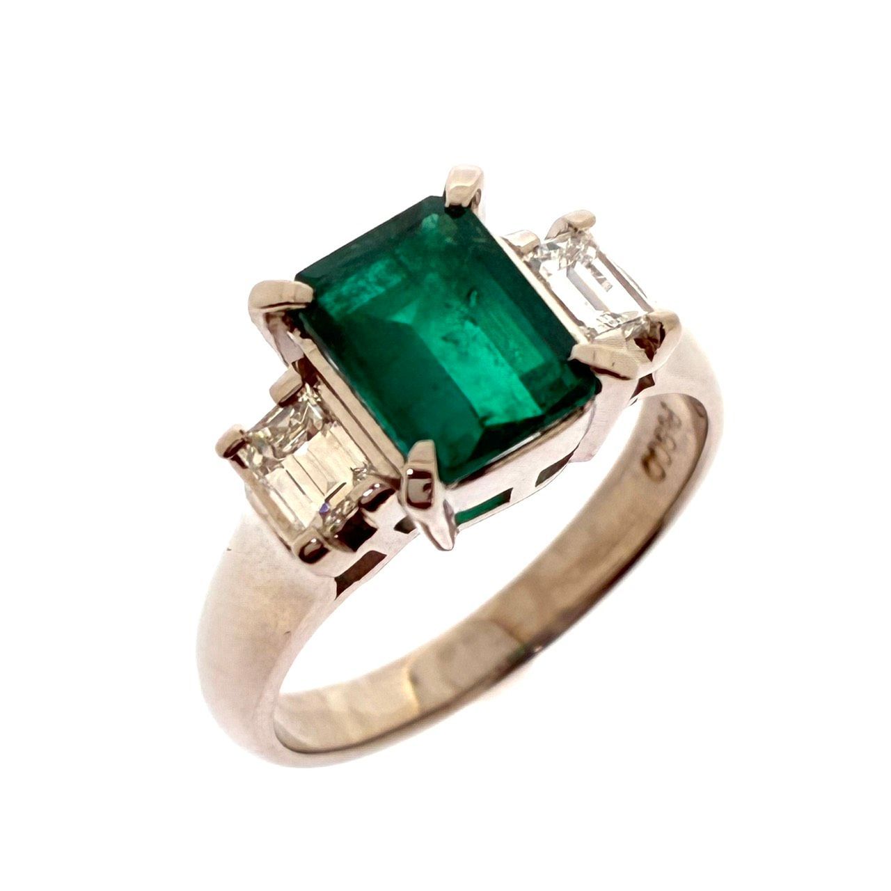 Pt900 エメラルド ダイヤモンド リング 0.43ct D0.19ct